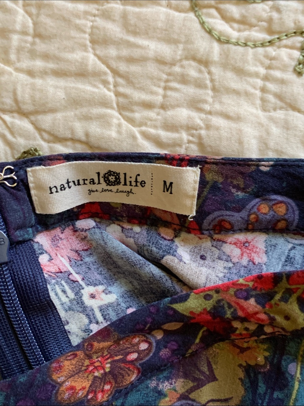 Natural Life Floral Navy multicolored Prairie Maxi Skirt with Side Slit - Picture 6 of 10